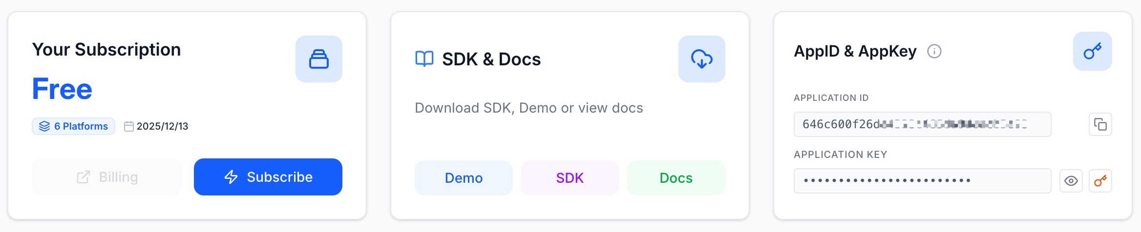 Console AppID & AppKey